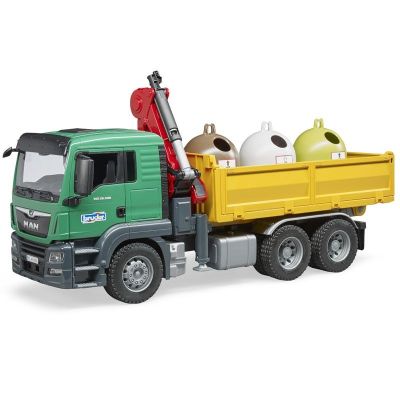 Камион MAN TGS с кран и 3 контейнера за рециклиране BRUDER 03753