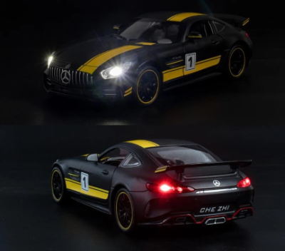 Метален автомобил със звук и светлини Mercedes AMG GT 1/24 black