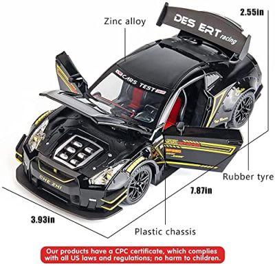 Метален автомобил със звук и светлини Nissan GT-R Nismo 1/24, black