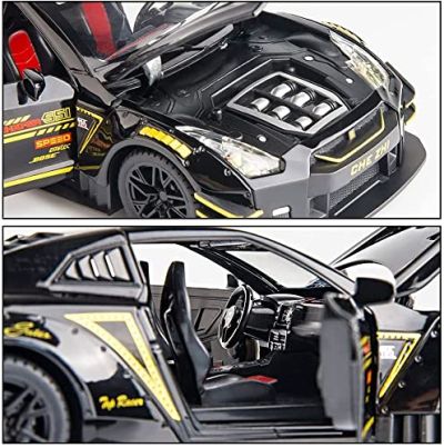 Метален автомобил със звук и светлини Nissan GT-R Nismo 1/24, black