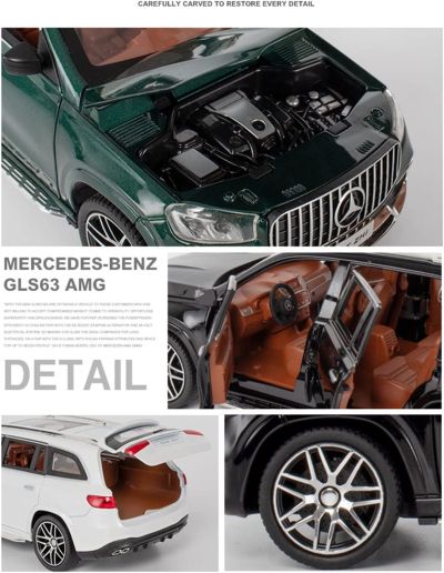 Метален джип със звук и светлини Mercedes-Benz GLS AMG G63 1/24 - черен