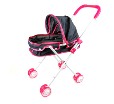 Детска количка за кукли, сив/розова
