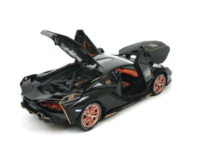 Метален автомобил със звук и светлини Lamborghini Sian 1/24, черен