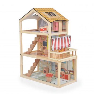 Дървена къща за кукли с обзавеждане NINA EV17 Moni Toys 