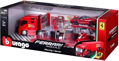 Метален камион с ремарке Ferrari RACING HAULER Bburago 1/43 