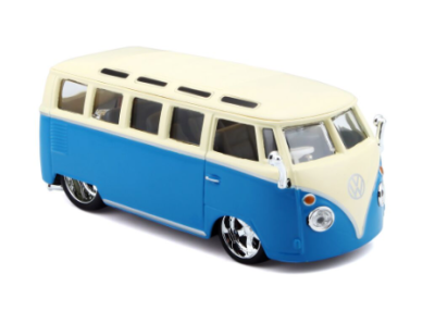 Метален автомобил Volkswagen Van Samba Blue Bburago 1:32