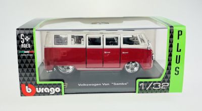 Метален автомобил Volkswagen Van Samba Red Bburago 1:32