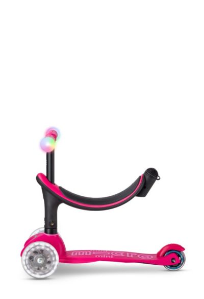 Тротинетка със седалка Micro Mini 2 Grow Deluxe Magic LED Pink + подарък Конче Еднорог с крила