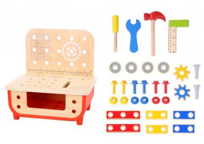 Дървена маса работилница с инструменти Tooky Toy TF797