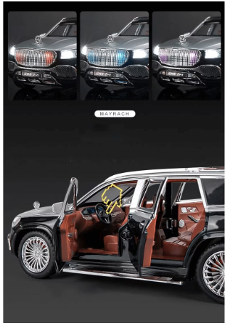 Метален автомобил Mercedes Maybach GLS 600 със звук и светлини 1/24 сив