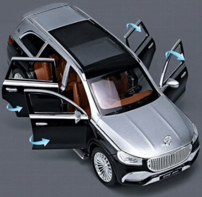 Метален автомобил Mercedes Maybach GLS 600 със звук и светлини 1/24 сив