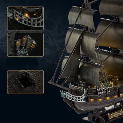 Пъзел 3D Queen Anne's Revenge 293ч. с LED светлини CubicFun L522h