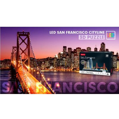 Пъзел 3D Cityline San Francisco 90ч. с LED светлини CubicFun L524h