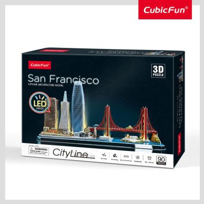 Пъзел 3D Cityline San Francisco 90ч. с LED светлини CubicFun L524h