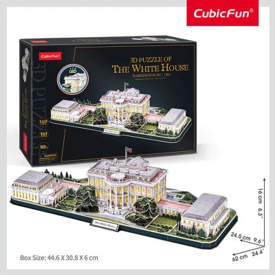 Пъзел 3D The White House 151ч. с LED светлини отварящ се CubicFun L529h