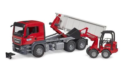 Камион MAN TGS с рол-оф-контейнер и компактен товарач SCHÄFFER BRUDER 03767