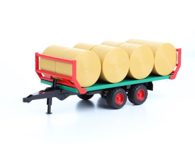 Трактор CASE IH OPTUM 300CVX с челен товарач и транспортно ремарке за бали BRUDER 03198