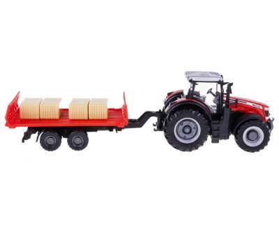 Трактор с ремарке за бали Massey Ferguson 8740S Burago
