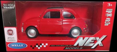 Метална кола Fiat Nuova 500 Welly 1:34 red