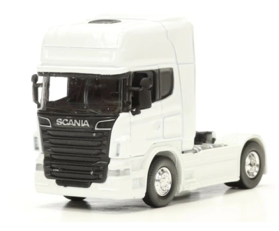Метален камион влекач Scania V8 R730 Welly бял