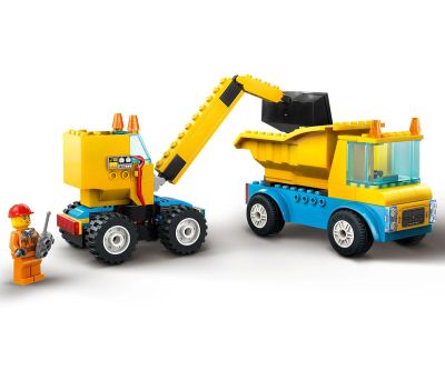 Конструктор LEGO Great Vehicles 60391 - Строителни камиони и кран с разбиваща топка