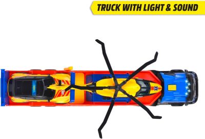 Камион с ремарке за хеликоптер и кола Dickie 203717005