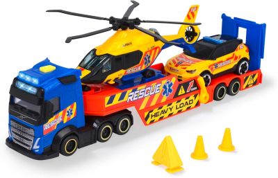 Камион с ремарке за хеликоптер и кола Dickie 203717005