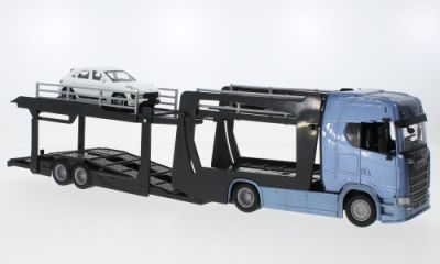 Метален камион автовоз SCANIA S730 с Porsche Bburago 1/43 