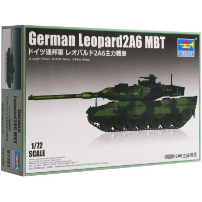 Танк за сглобяване German Leopard 2A6 Main Battle Tank 1:72 TRUMPETER 7191