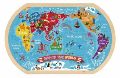 Дървен Пъзел Карта на света Tooky Toy TY123