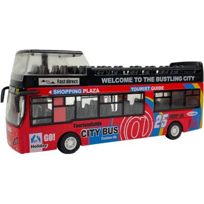 Детски двуетажен автобус 677 червен
