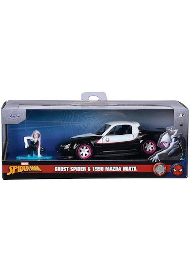 Метален автомобил Marvel Ghost Spider 1990 Mazda Miata Jada Toys 253223014 - 1/32 