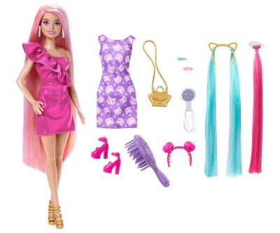 Кукла Barbie Комплект с много дълга цветна коса за прически Mattel JDC85