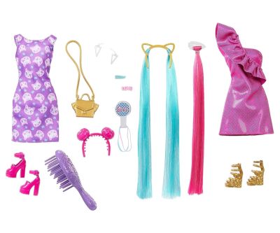 Кукла Barbie Комплект с много дълга цветна коса за прически Mattel JDC85