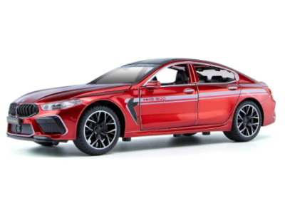 Метален автомобил BMW M8 със звук и светлини 1/24 червен