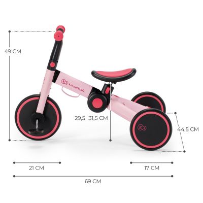 Детска сгъваема триколка Kinderkraft 4trike 3в1 Pink