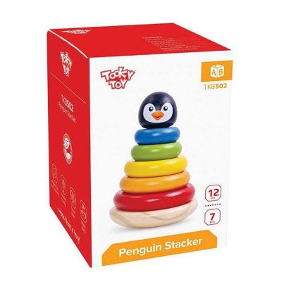 Дървена Бебешка низанка Пингвин Tooky Toy TKB502