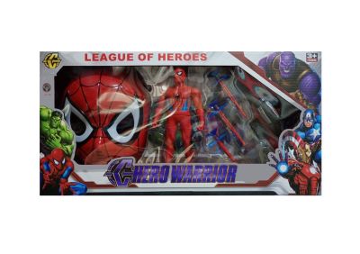 Комплект маска с фигурка Спайдърмен Hero Warrior