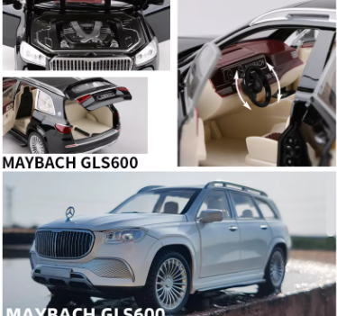 Метален джип Maybach GLS600 със звук и светлини 1/24 бял