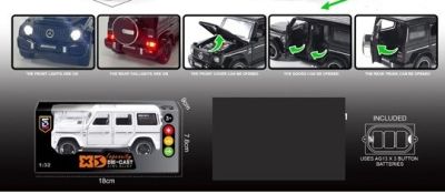 Метален джип Mercedes G Class AMG със звук 1:32 черен