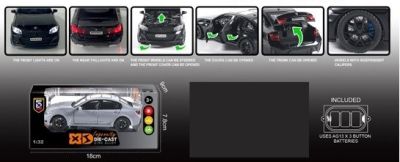 Метална кола BMW M320 със звук 1:32 черен