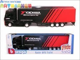 Метален камион с ремарке Mercedes Benz Actros Yokohama Bburago 1/43 