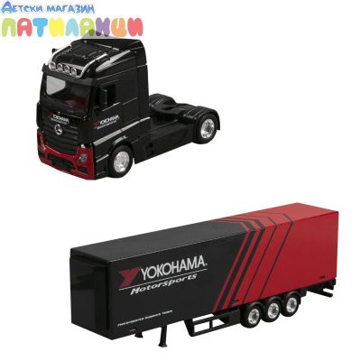 Метален камион с ремарке Mercedes Benz Actros Yokohama Bburago 1/43 