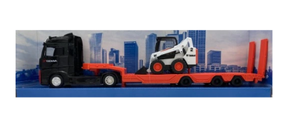 Метален камион Mercedes Benz Actros с ремарке и Bobcat Bburago 1/43 