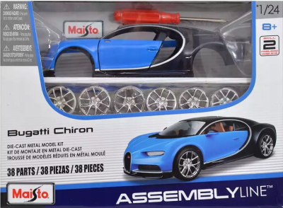 Метална кола за сглобяване Bugatti Chiron Maisto 1:24 39514 син