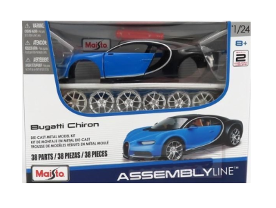 Метална кола за сглобяване Bugatti Chiron Maisto 1:24 39514 син