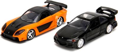 Метални автомобили Fast&Furious Mazda RX-7 и Honda Civic 1:32 Jada Toys 253202011