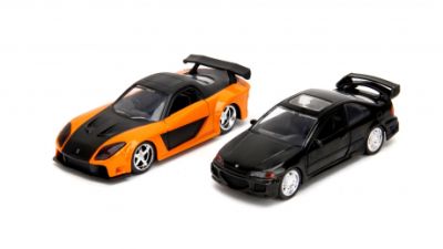 Метални автомобили Fast&Furious Mazda RX-7 и Honda Civic 1:32 Jada Toys 253202011