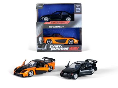 Метални автомобили Fast&Furious Mazda RX-7 и Honda Civic 1:32 Jada Toys 253202011