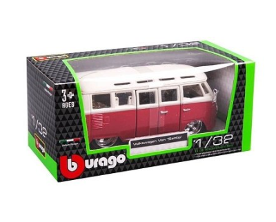 Метален бус Volkswagen Van Samba Red Bburago 1:32